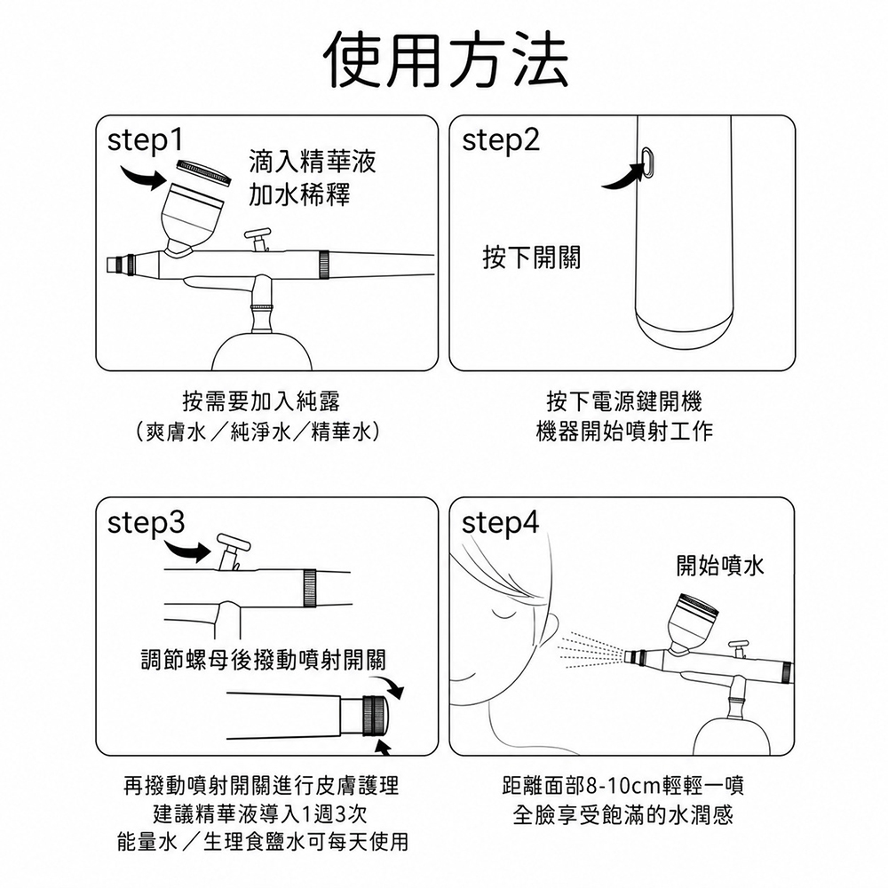手持式高壓奈米噴霧儀 三檔水分測試 Type-C充電美容噴槍