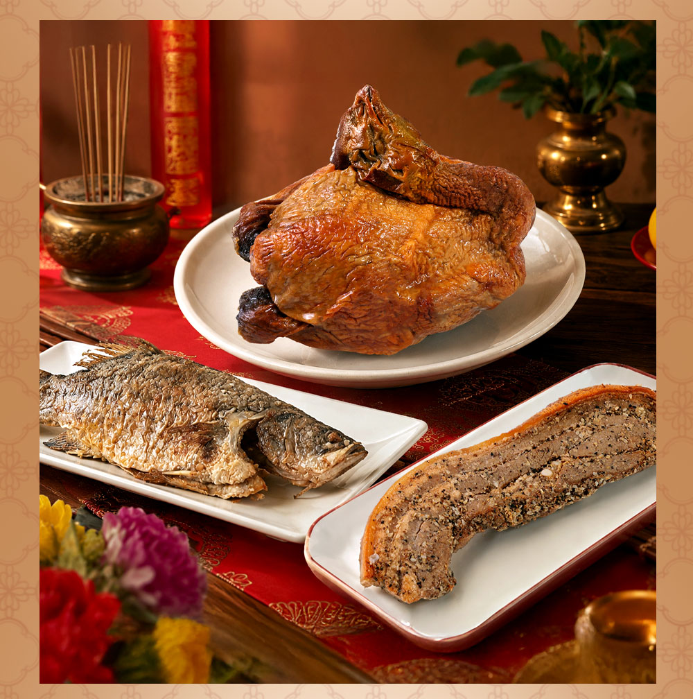 【享吃美味】中元拜拜三牲禮(全雞/鹹豬肉/烤全魚) 中元普渡|盒裝三牲禮|祭拜三牲組
