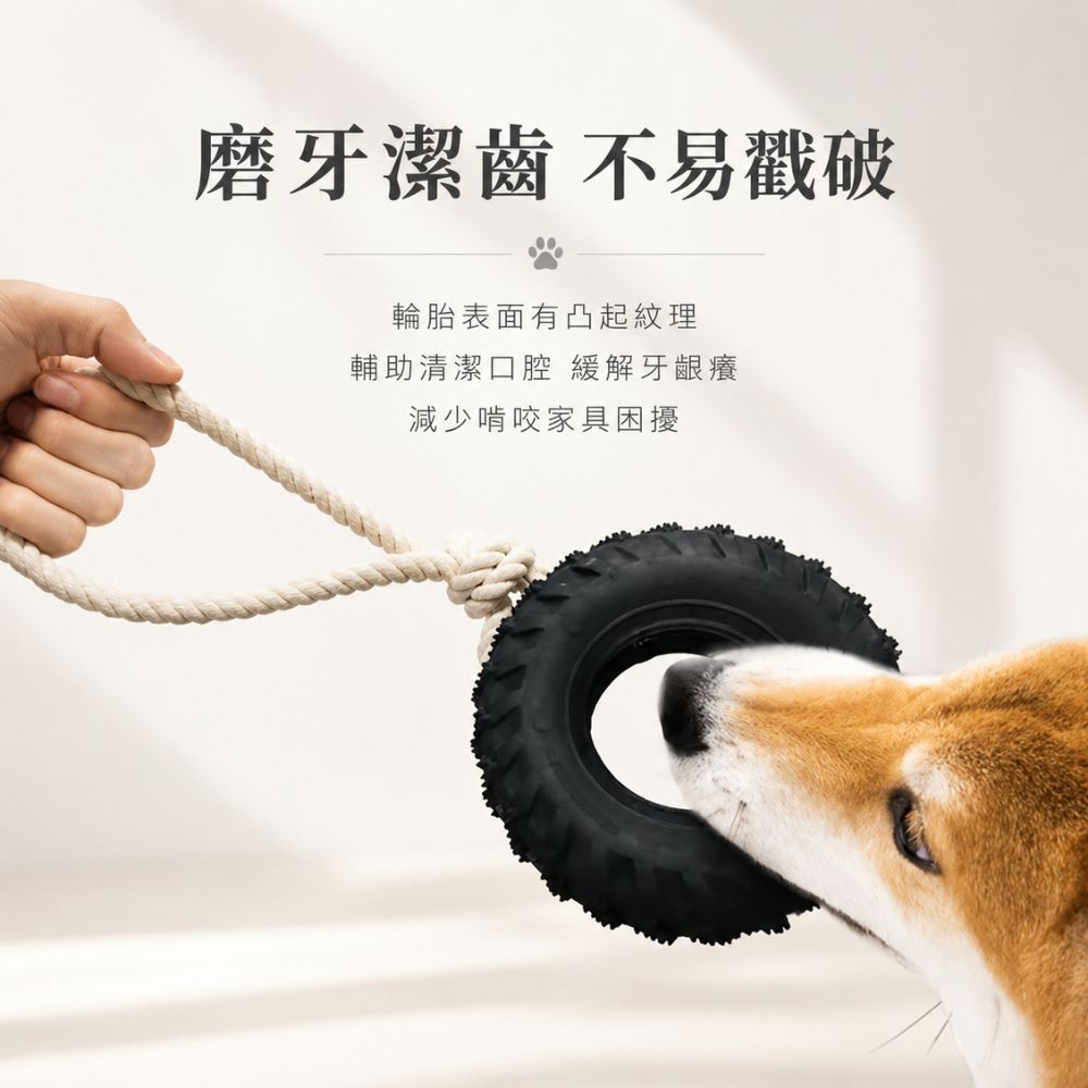 耐咬橡膠輪胎寵物玩具 互動訓練磨牙潔齒啃咬玩具 中大型犬適用