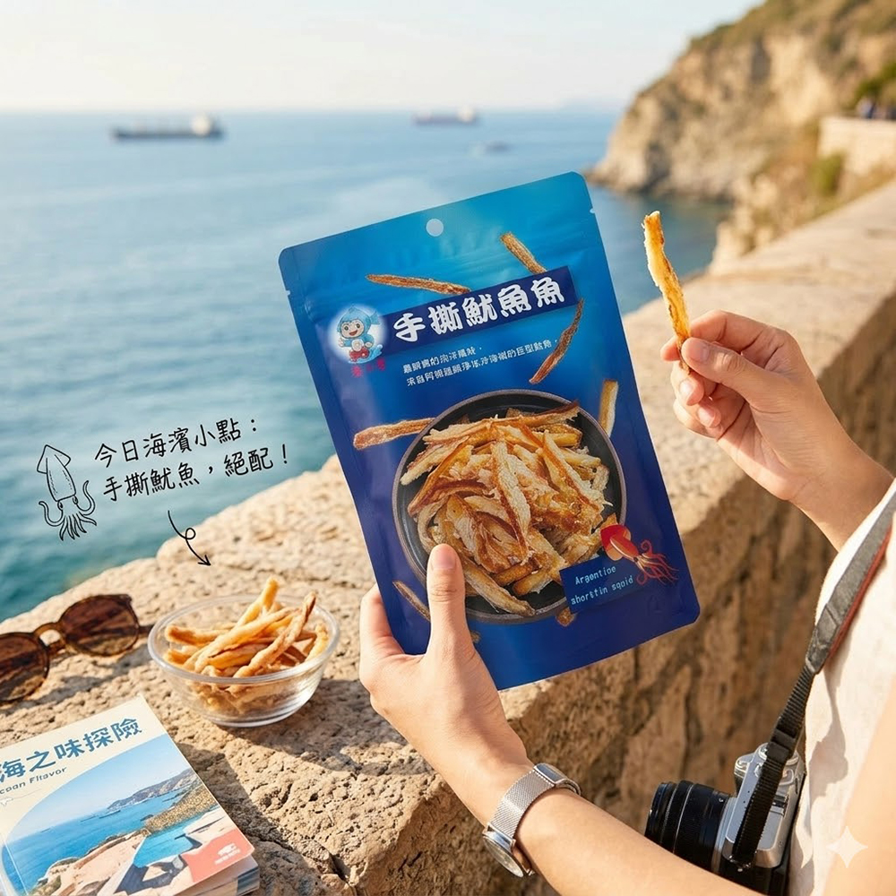 【鮪小寶】 手撕魷魚條100g/包 (附芥末粉包)