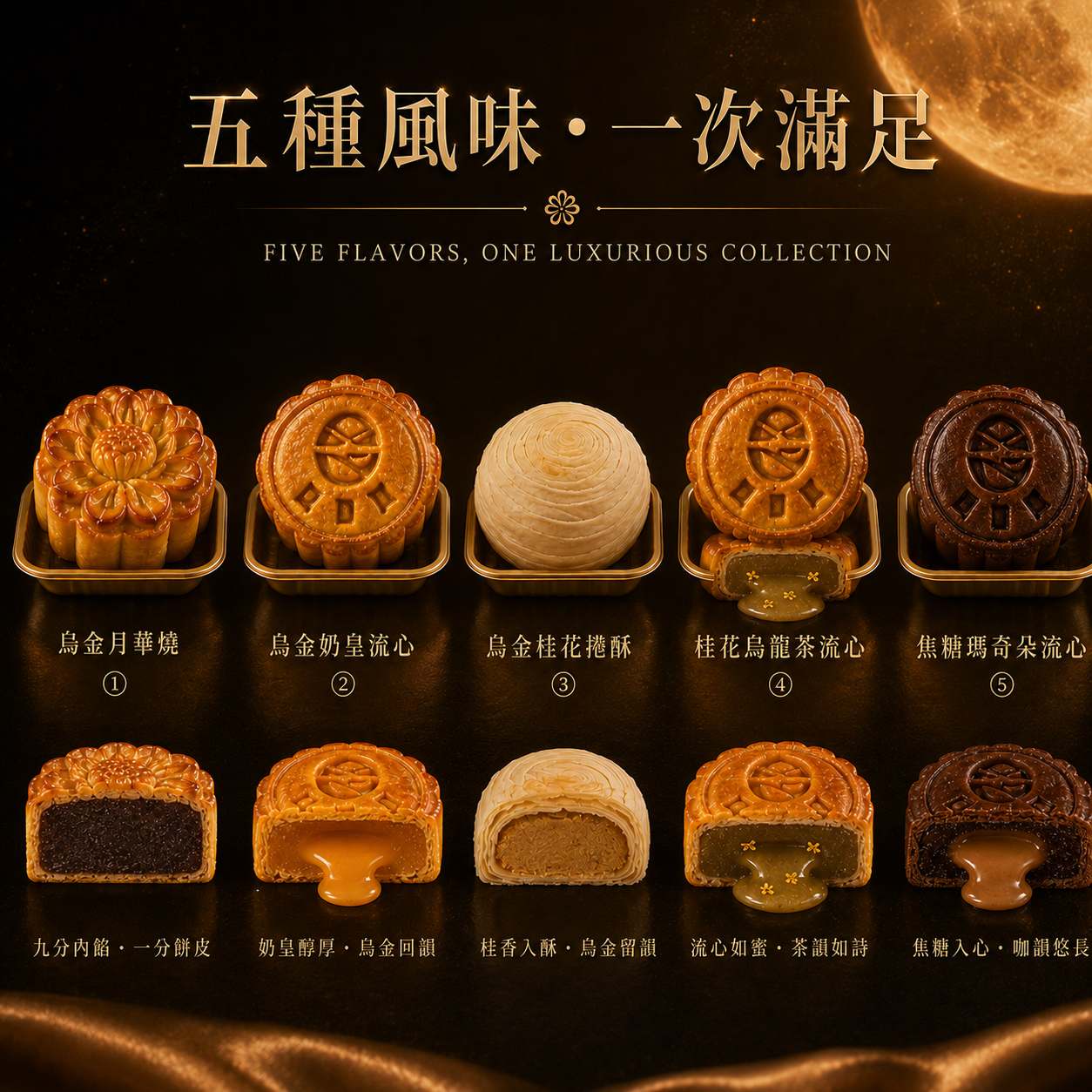 【魚香涎】 烏金鏡月之禮 中秋禮盒 月餅禮盒 6入/8入禮盒