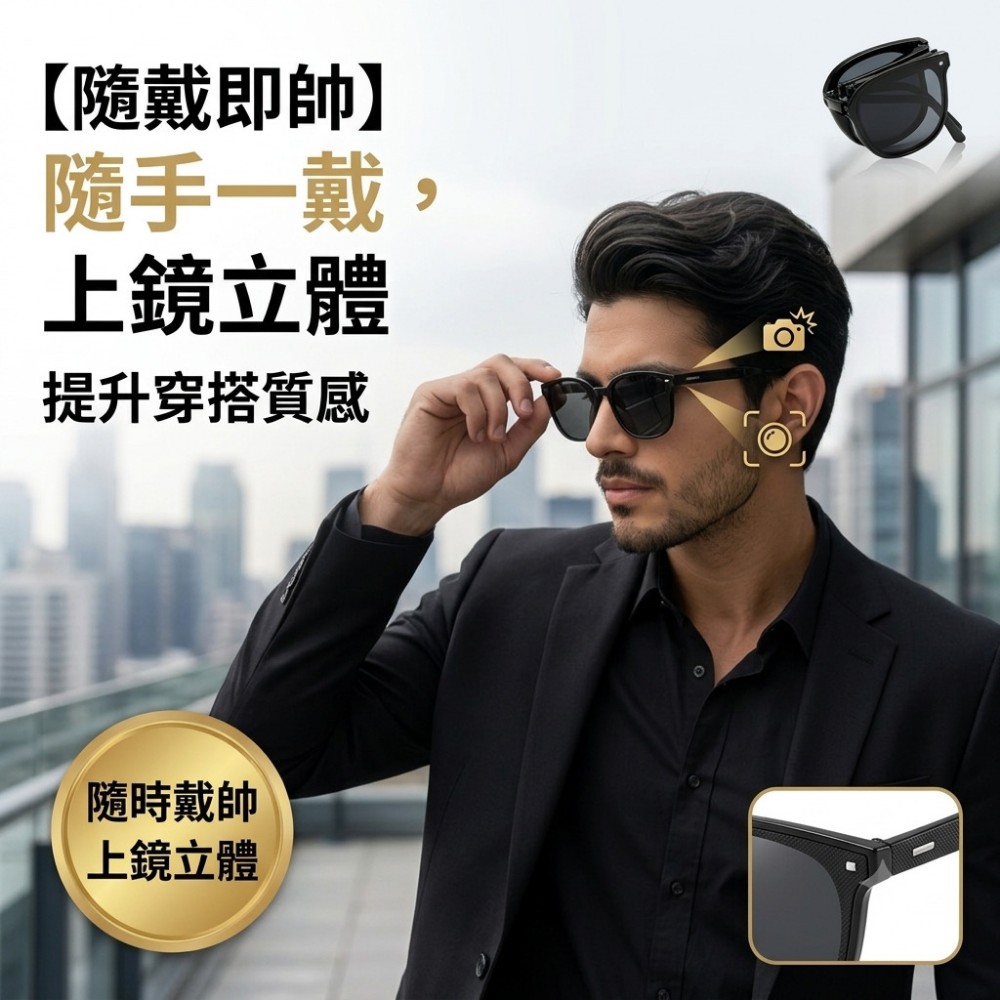 【ORLUX】秒收折疊偏光墨鏡 加贈氣墊收納包 秒收口袋 隨時戴帥