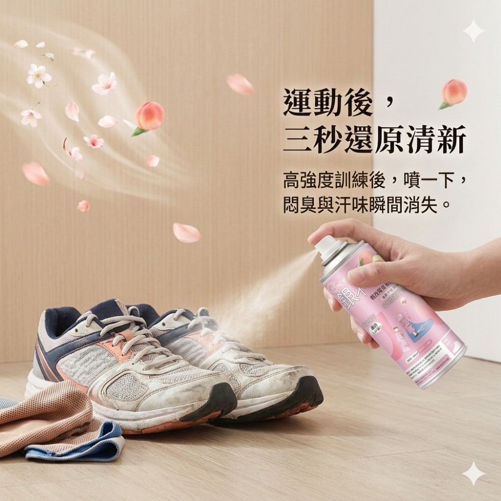 【足味清】銀離子鞋用除臭噴霧 白桃烏龍香 鞋用除臭 除異味 分解異味