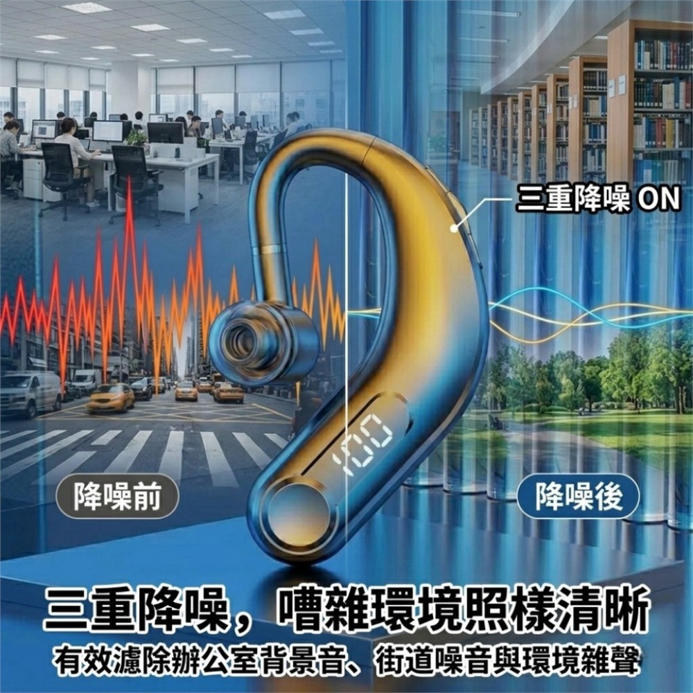 【Voxy】駕駛專用通話藍牙耳機 雜音變靜音 充一次講一年