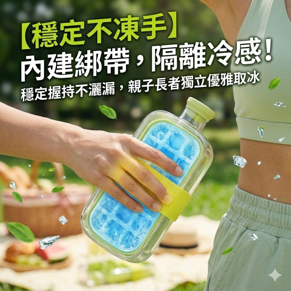 【野沏COLDRUN】隨身製冰冰格冷水壺800ml 按壓即出冰