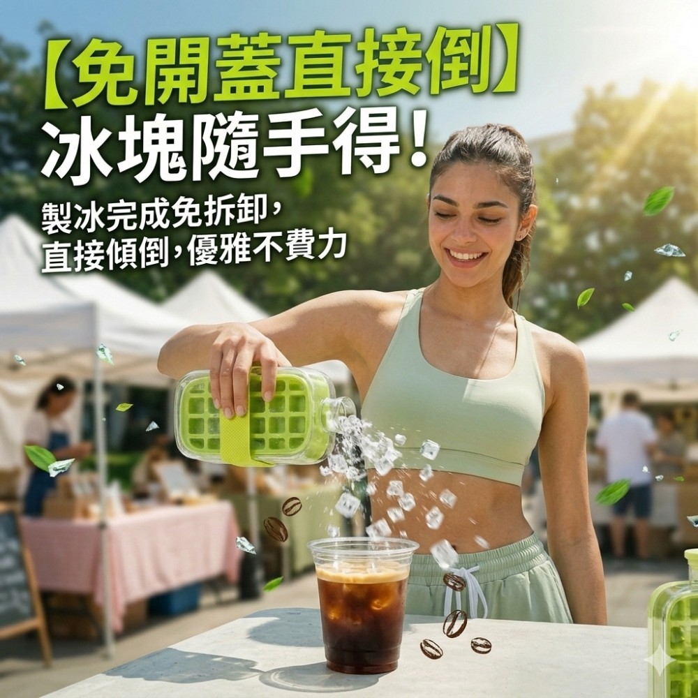 【野沏COLDRUN】隨身製冰冰格冷水壺800ml 按壓即出冰