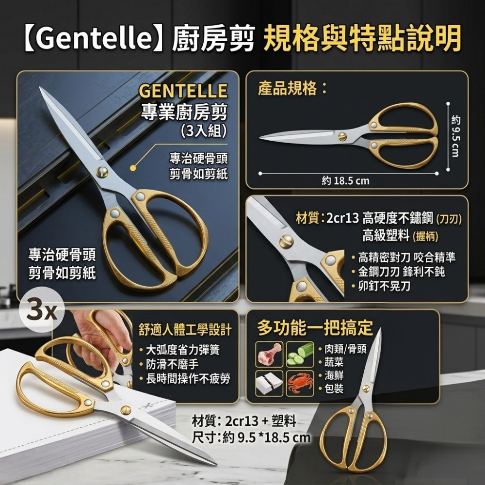【Gentelle】媽媽手救星省力廚房剪 一剪就兩段