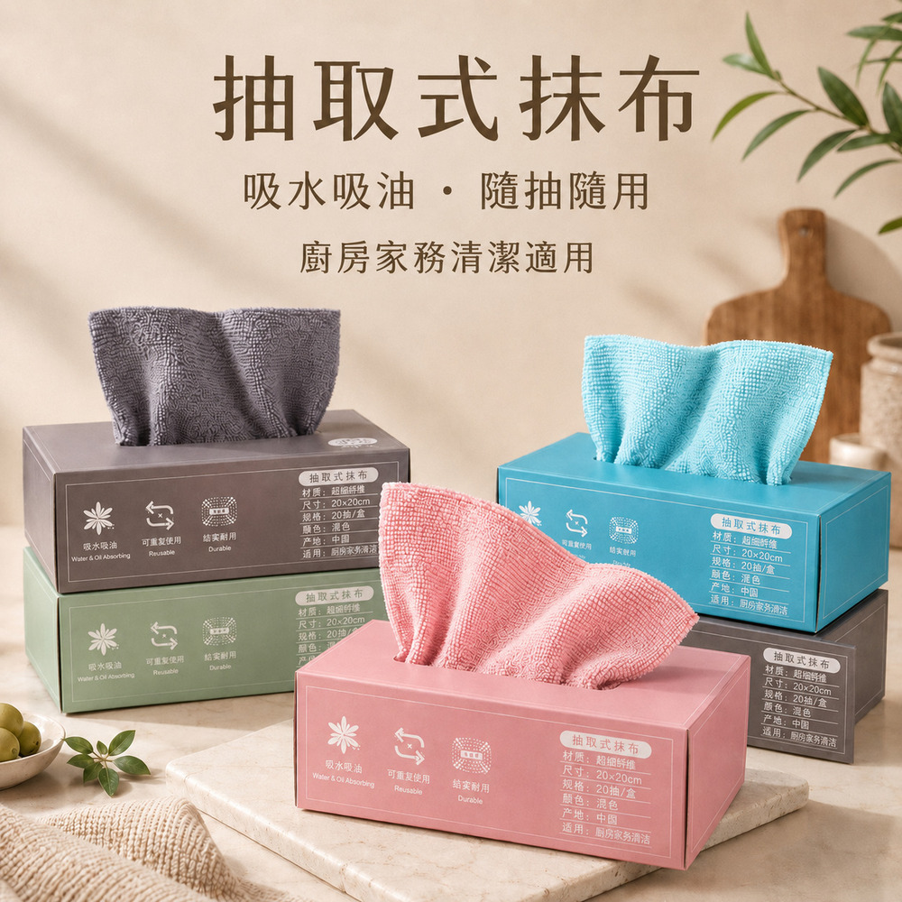 家用抽取式廚房清潔抹布 吸水去油乾濕兩用不沾油擦拭布 顏色隨機出貨
