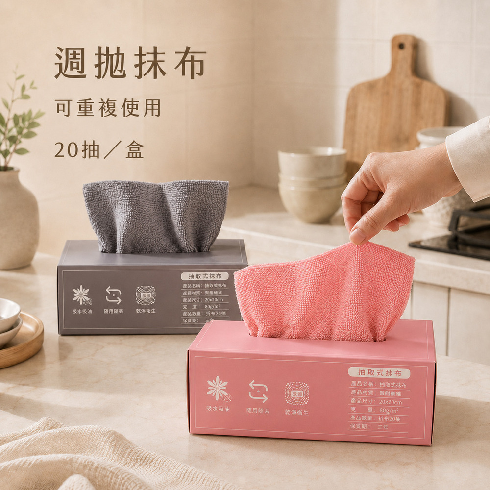 家用抽取式廚房清潔抹布 吸水去油乾濕兩用不沾油擦拭布 顏色隨機出貨