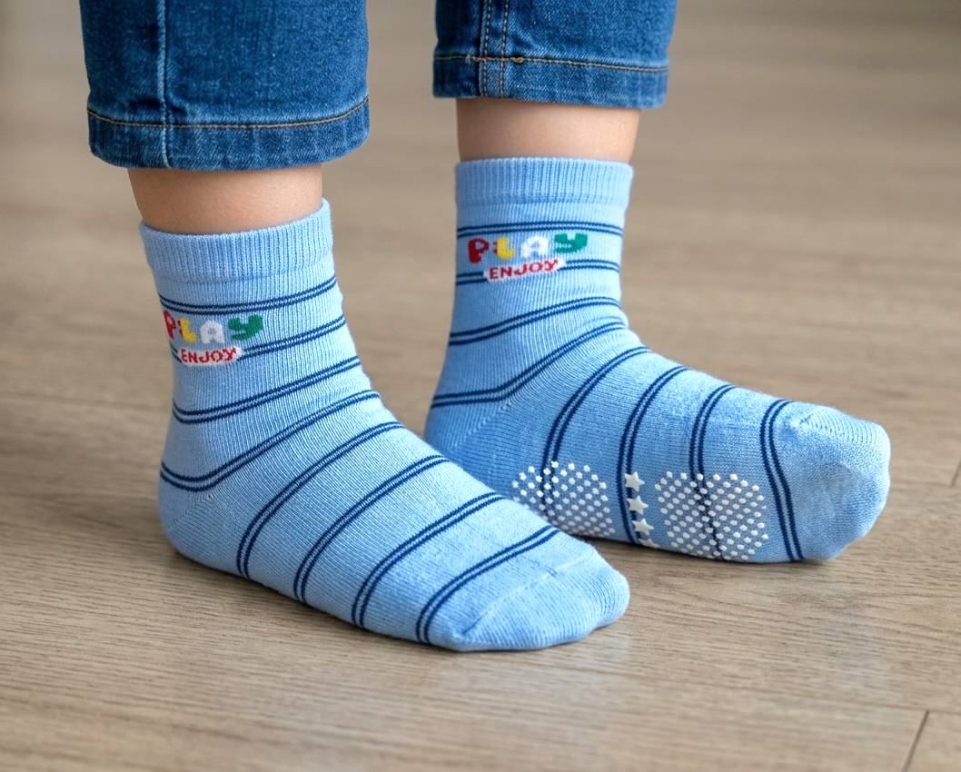 凱美棉業 MIT 台灣製造 純棉止滑童襪 侏羅紀足跡 3-6歲