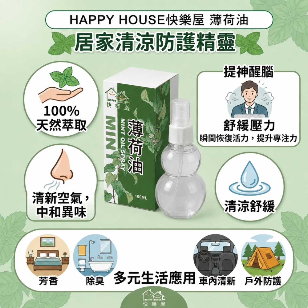 【HAPPY HOUSE快樂屋】薄荷油500ml-1罐(水性配方)