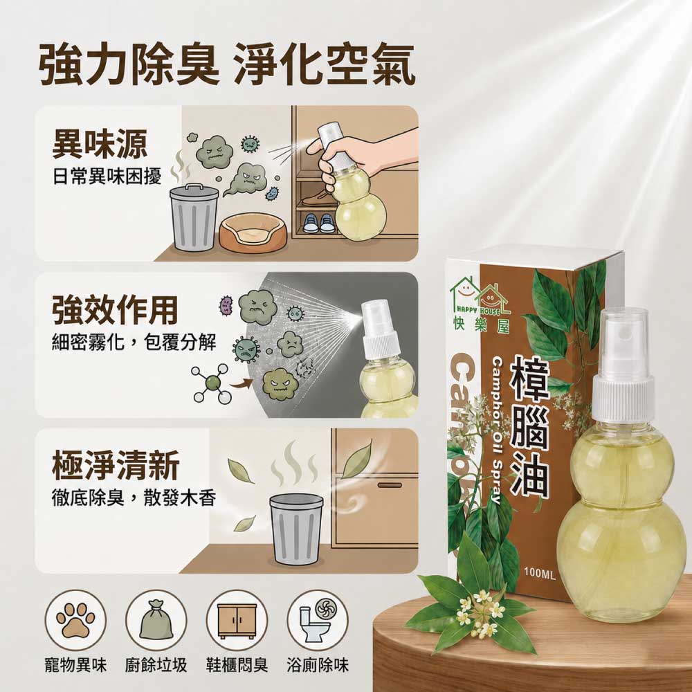 【HAPPY HOUSE快樂屋】樟腦油100ml-1罐(水性配方)
