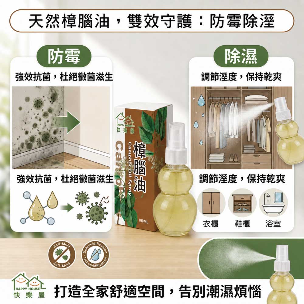 【HAPPY HOUSE快樂屋】樟腦油100ml-1罐(水性配方)