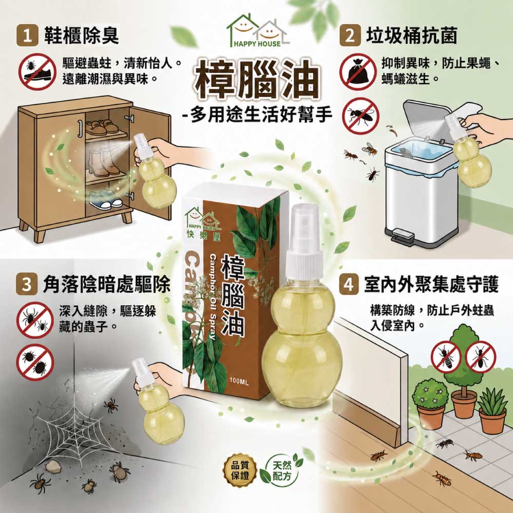 【HAPPY HOUSE快樂屋】樟腦油100ml-1罐(水性配方)