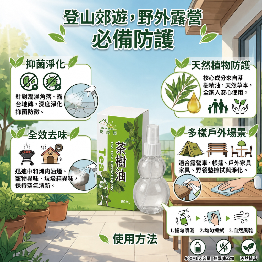 【HAPPY HOUSE快樂屋】茶樹油100ml-1罐(水性配方)