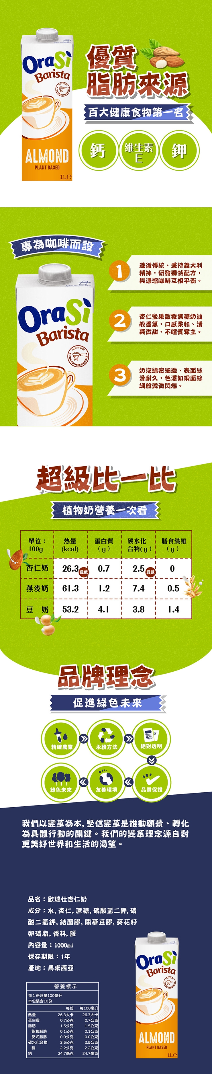 【Orasi】歐瑞仕 杏仁奶 1000ml*6入/箱