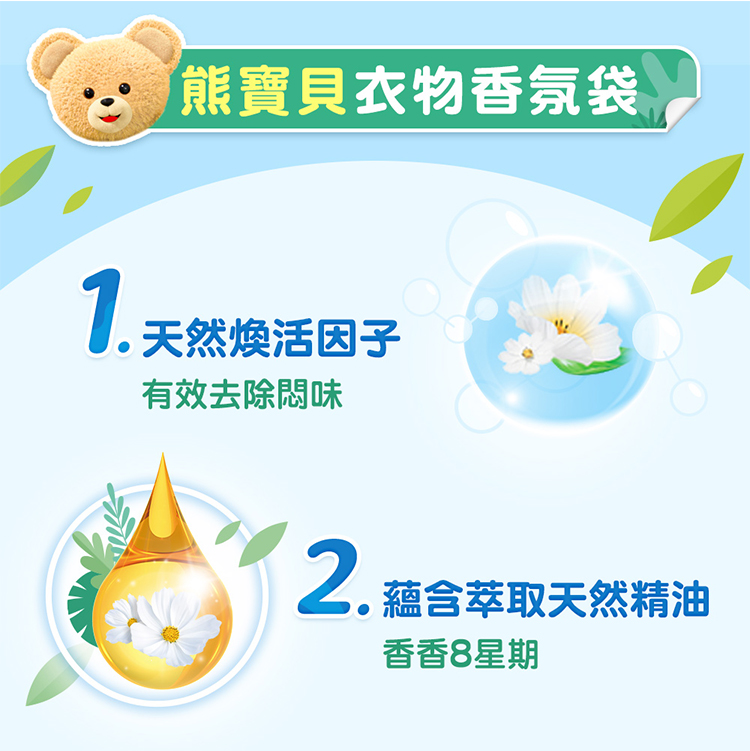 【熊寶貝】衣物香氛袋(3入/盒)