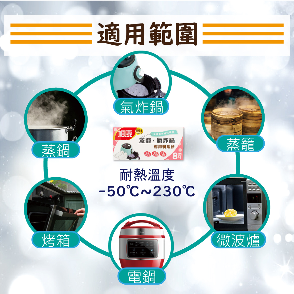 【楓康】蒸籠.氣炸鍋專用料理紙(8吋)