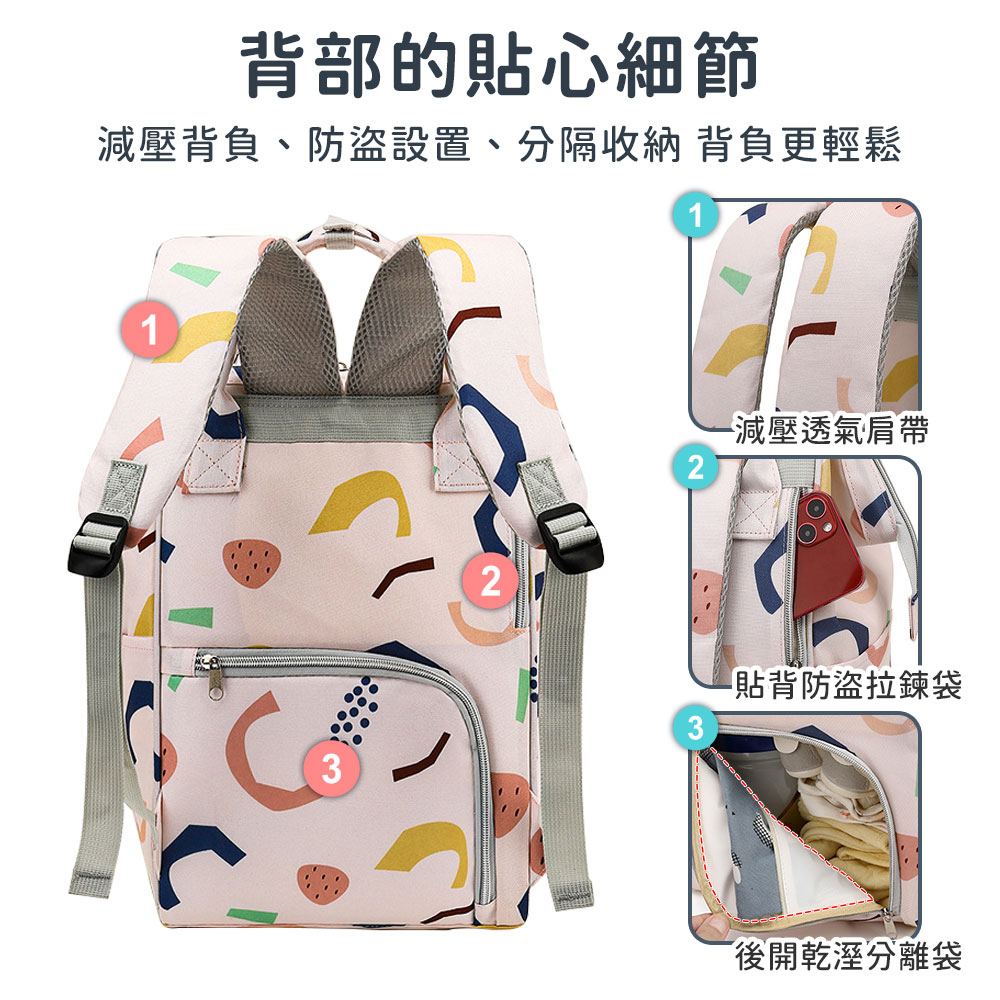 時尚輕便大容量多功能多格層後背包 媽咪包 媽媽包 3色