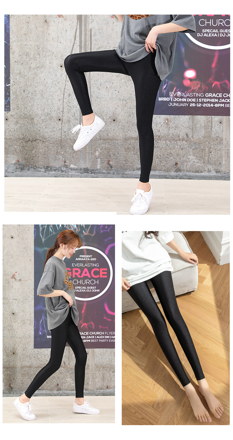 中大尺碼光澤感超彈力內搭褲瑜珈褲七分褲 四款任選 運動褲