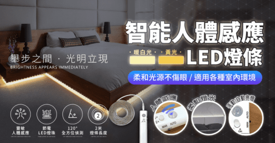 【FJ】自動感應2米LED防水燈條(2色可選)