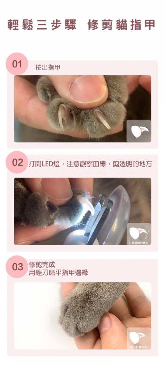 【雙11限定】防剪傷LED照明寵物專用指甲剪