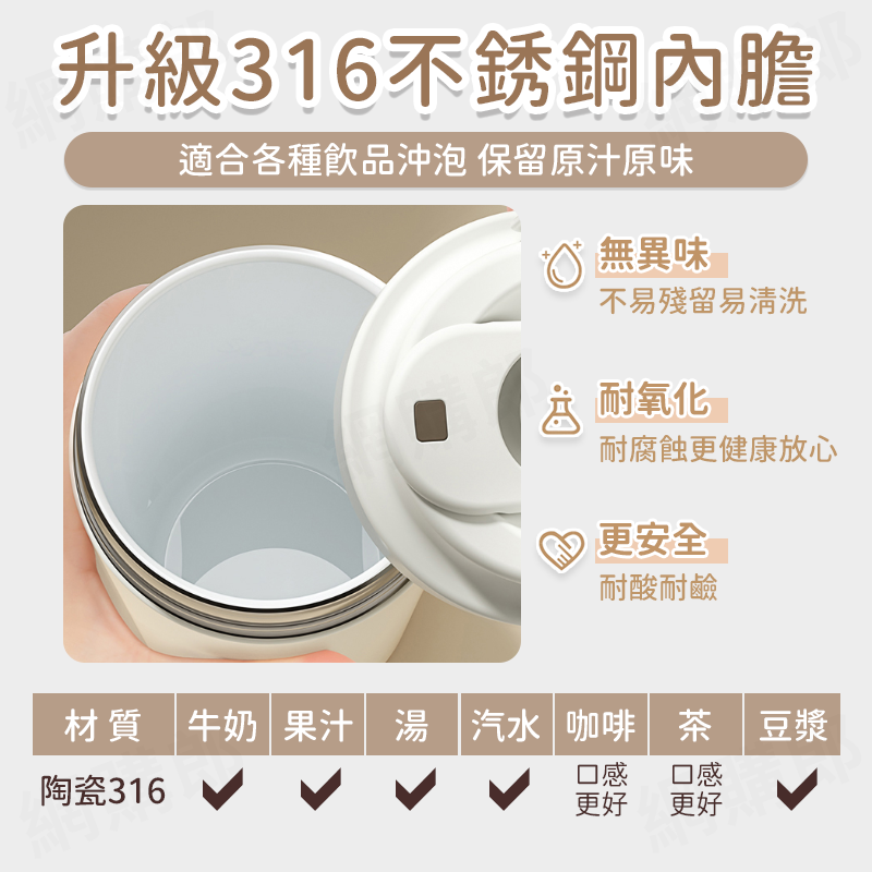 316不鏽鋼陶瓷保溫杯 咖啡杯