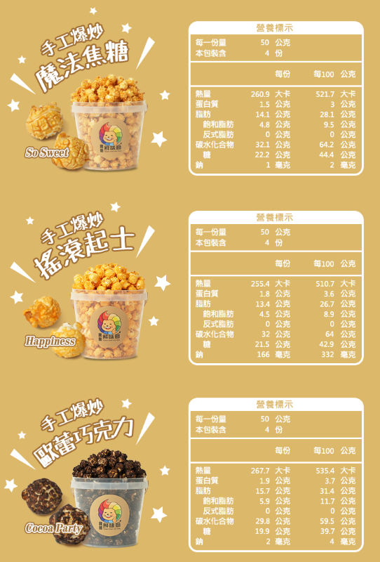 【鮮味獅】爆米花歡樂桶200g 手工爆炒 派對零嘴 魔法焦糖 巧克力 搖滾起司