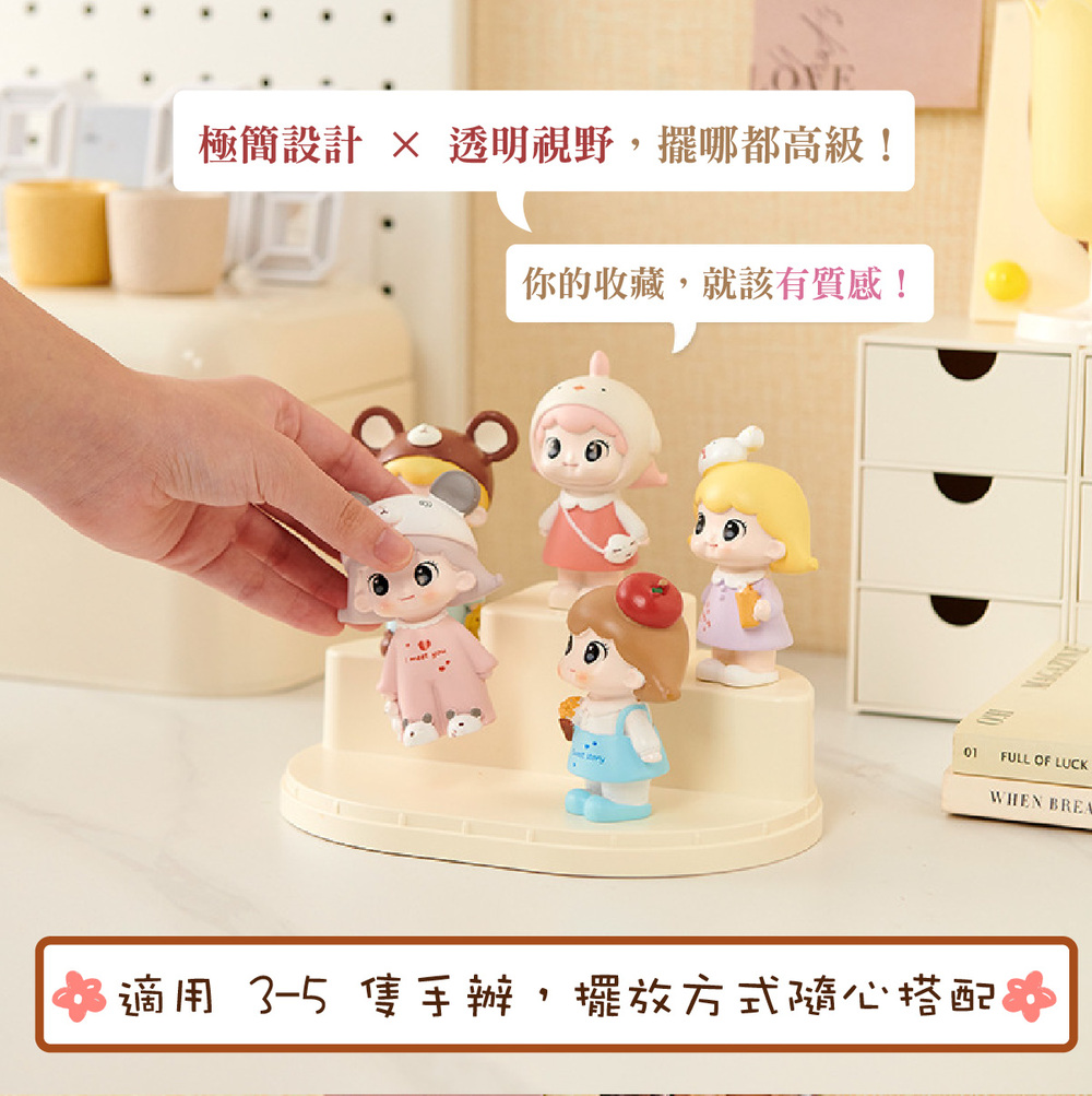 頒獎台階梯公仔收納盒(18.5x14x16cm) 公仔展示盒 壓克力收納盒 防塵