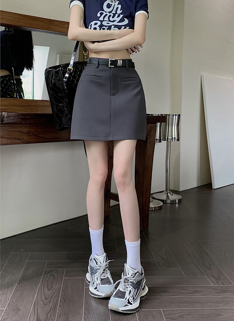 大尺碼防走光修身顯瘦率性高腰西裝裙 M-2XL