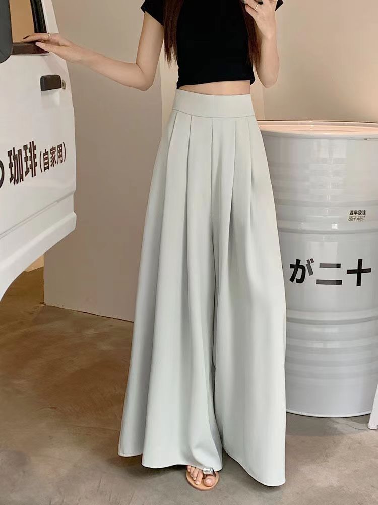 百褶西裝高腰垂感顯瘦休閒褲裙 M-XL 多色