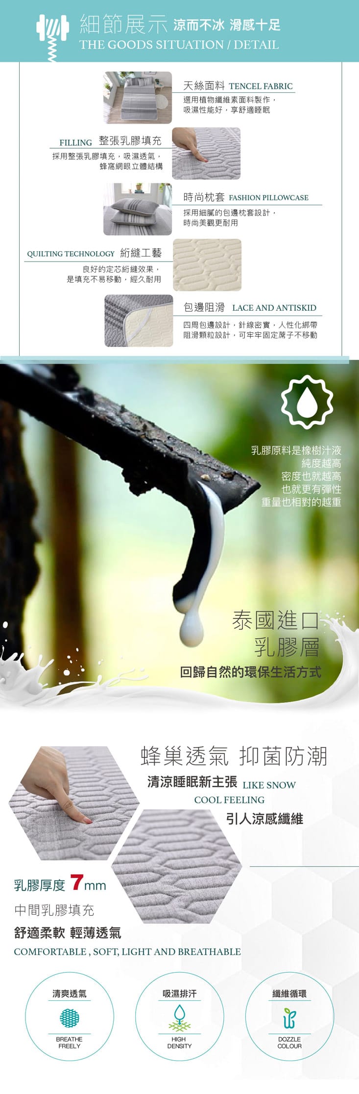 BEST 天絲乳膠涼蓆墊枕套組