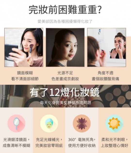 夢幻專業光大款化妝燈鏡