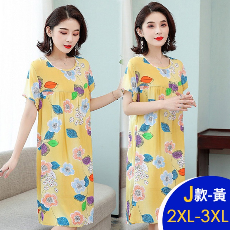 中大尺碼寬鬆優雅進口棉綢印花洋裝多款任選 修身顯瘦 連衣裙 韓國製 涼感冰絲