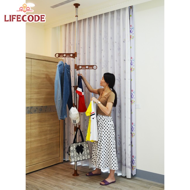【LIFECODE】春樹頂天立地多用途曬衣架衣帽架