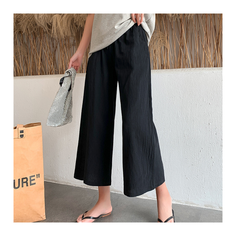涼爽透氣舒適寬鬆棉麻闊腿褲 寬褲 休閒褲 棉麻褲 L-2XL