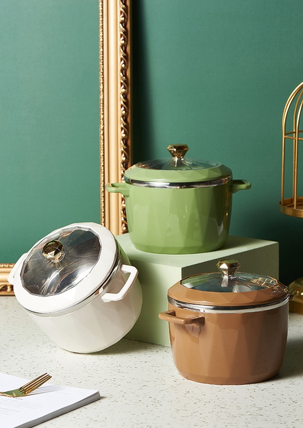 304雙耳鑽石紋隔熱泡麵保溫碗