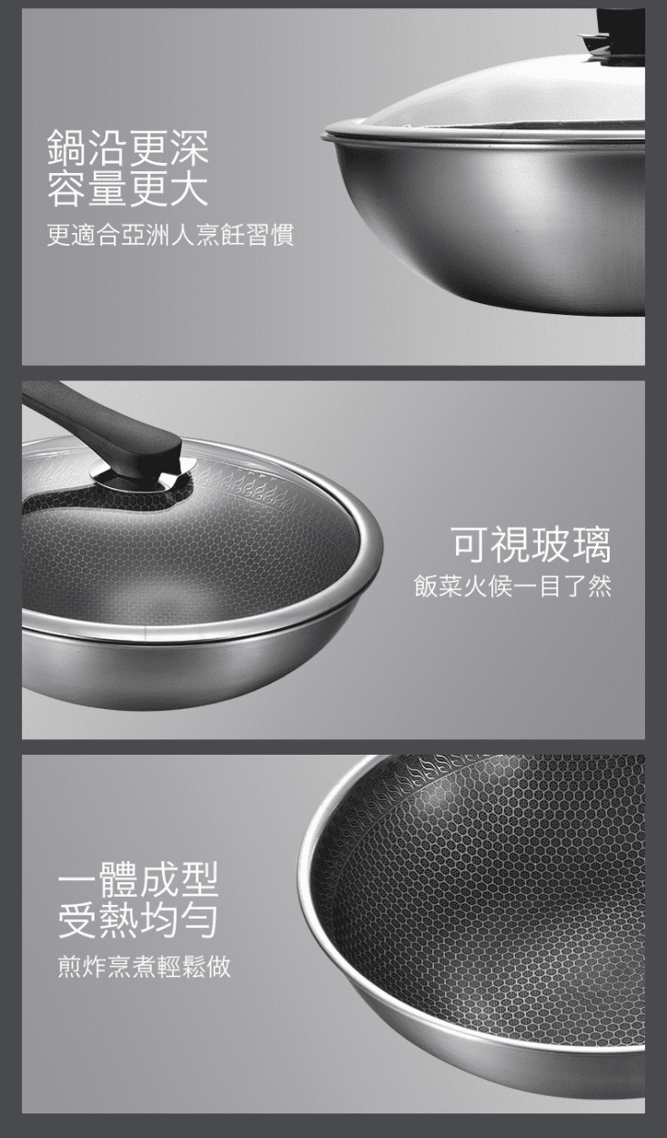 德國熱銷曜黑蜂窩紋不沾平底鍋炒鍋