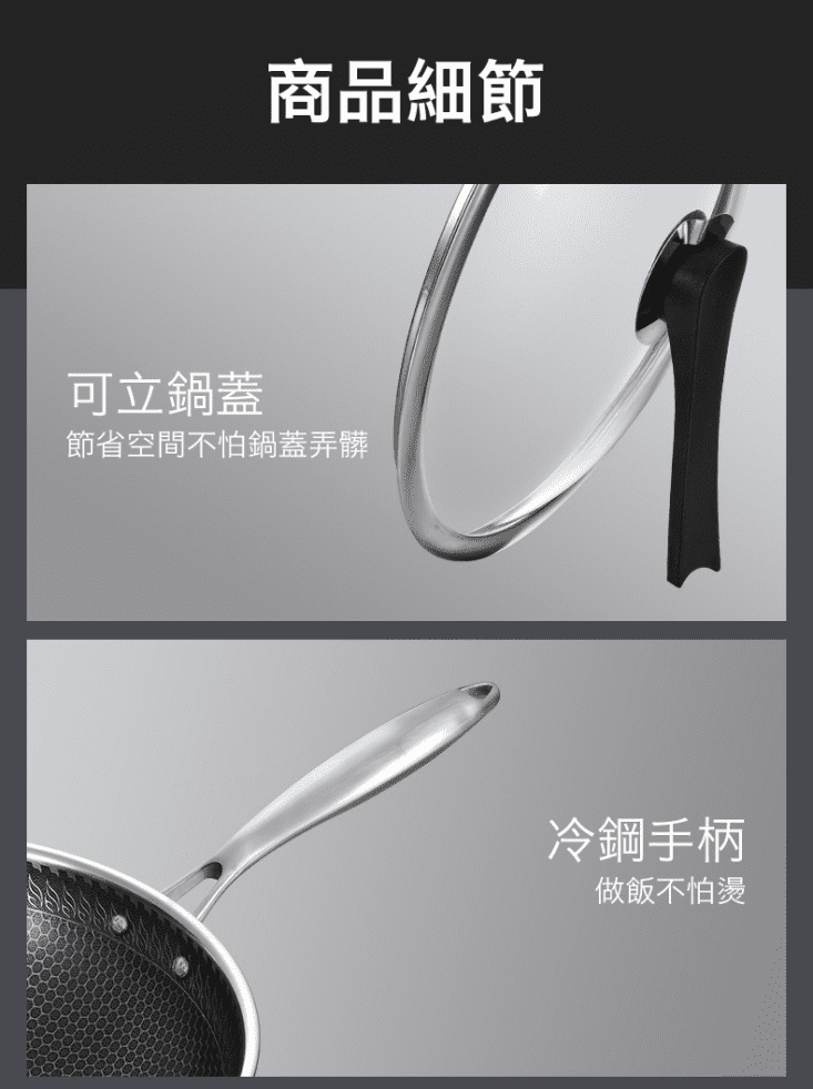 德國熱銷曜黑蜂窩紋不沾平底鍋炒鍋