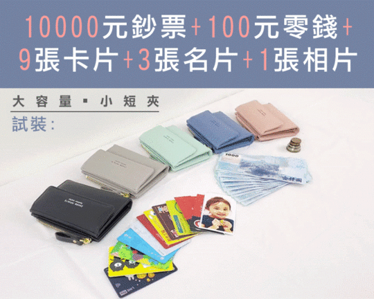 韓版簡約馬卡龍大容量多隔層短夾 皮夾 三折設計防止消磁 防磨防刮