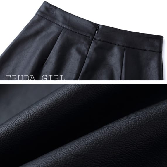 秋冬質感霧面防走光開叉皮裙(S-XL) 內有安全褲設計