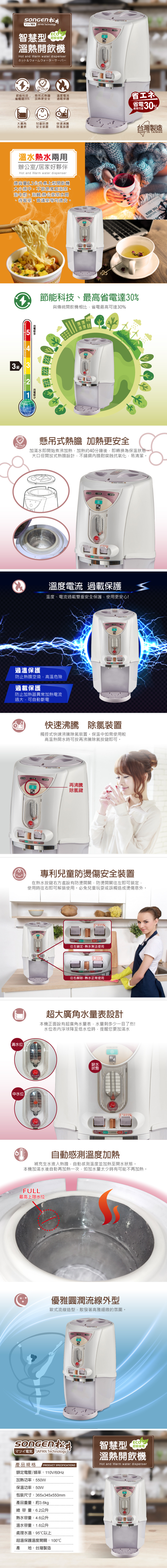SONGEN 松井 智慧型溫熱開飲機(SG-1720) 廠商直送