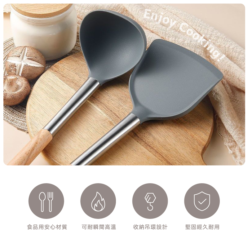 【FUJI-GRACE】雙層不沾鍋16cm 牛奶鍋 平底鍋 鍋蓋 鍋鏟 湯勺