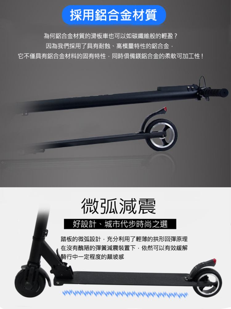 【CARSCAM】LED大燈鋁合金超輕量折疊電動滑板車F1