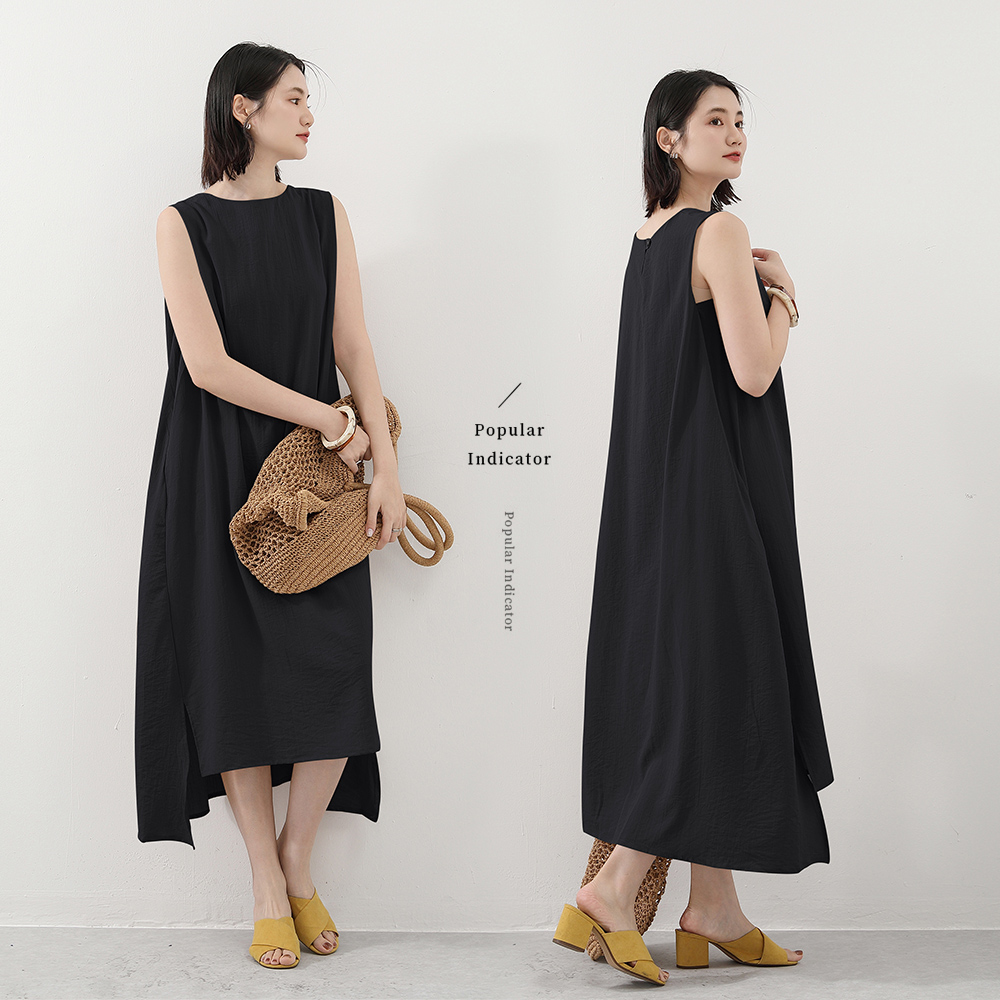 韓系高質感涼感寬鬆棉麻文青層次感洋裝 4色 棉麻連身裙 棉麻連衣裙