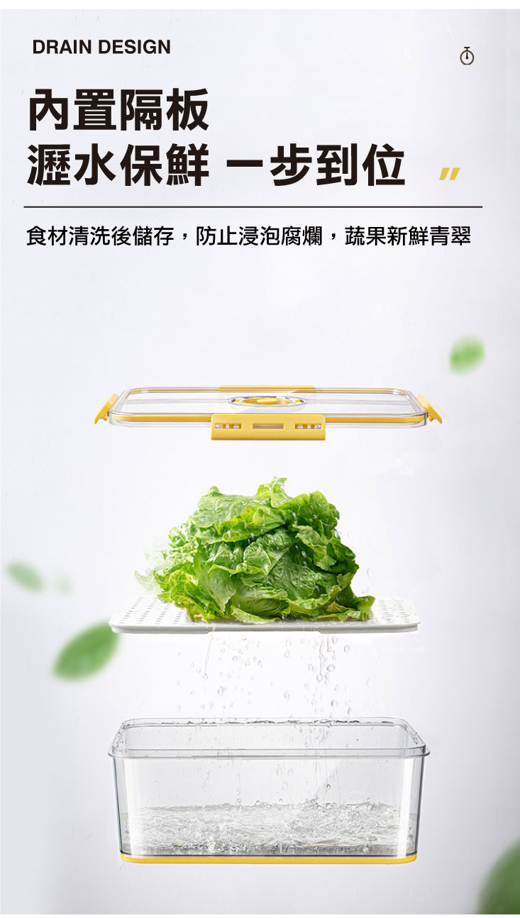 ANDYMAY2正方密封儲物記時保鮮盒三件組贈清潔刷/食物保鮮盒/密封保鮮盒