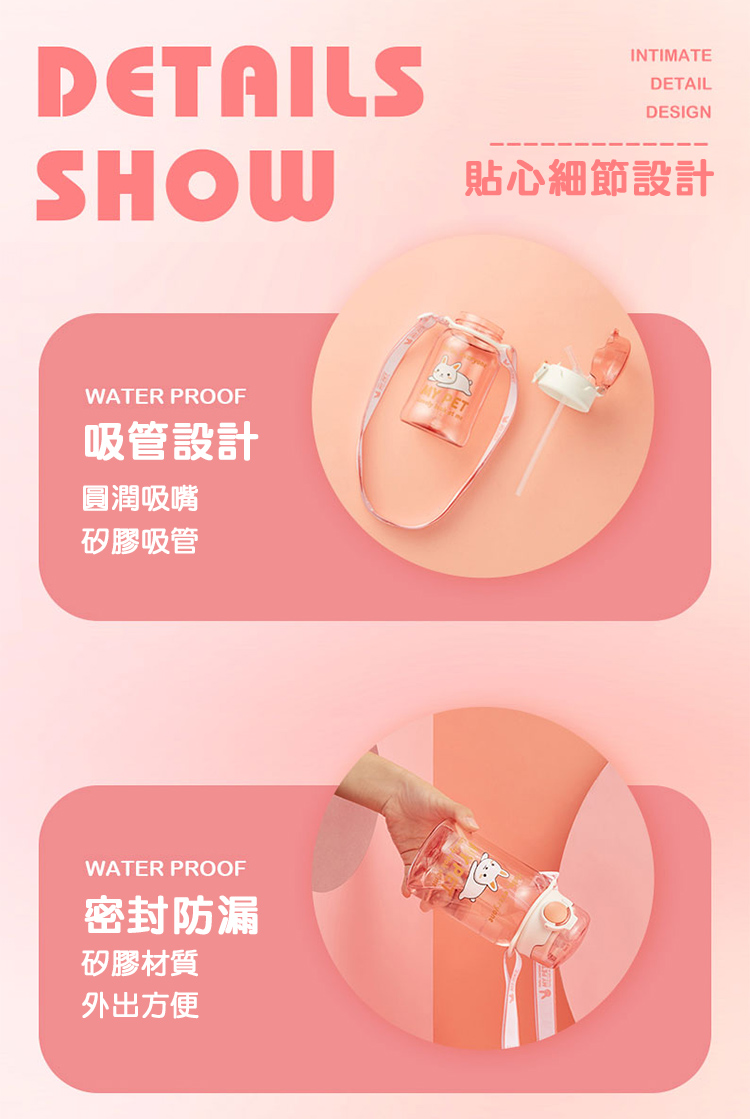 Tritan兒童背帶吸管水壺