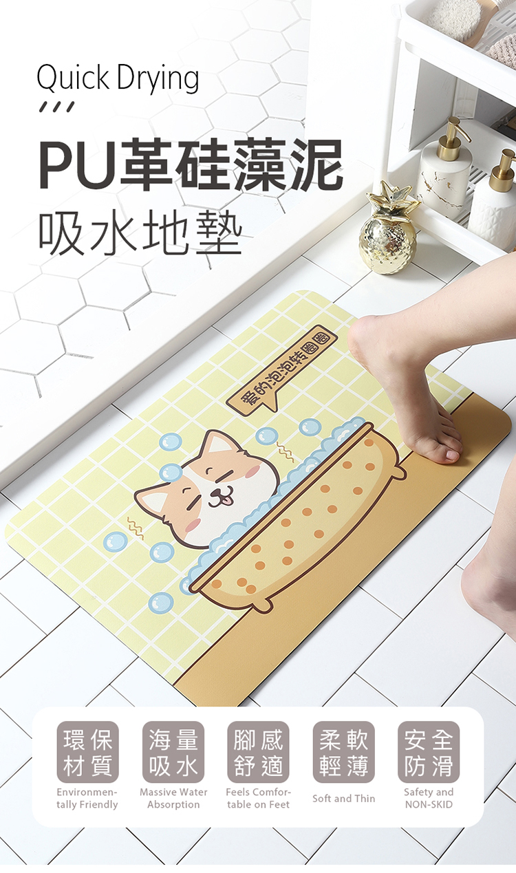 DaoDi 超吸水新軟式硅藻土地墊/吸水地墊