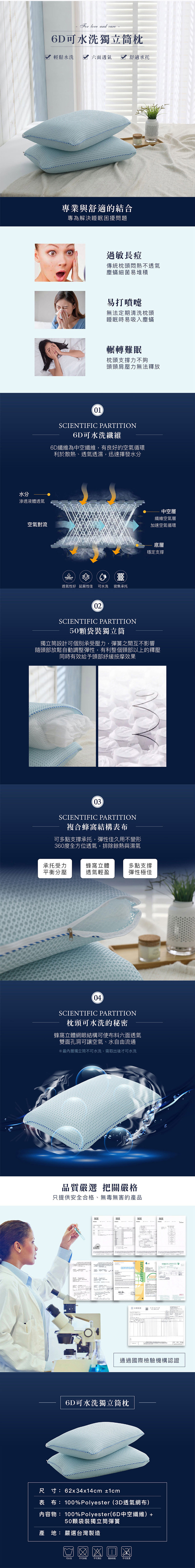 【BEST】多款獨立筒枕頭 枕心 3M防潑水 天絲 3D可調式 純棉乳膠 石墨烯