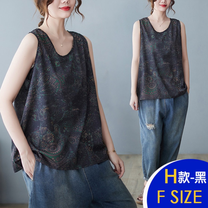 寬鬆韓國製棉麻亞麻森林系上衣 背心 多款可選 雪紡上衣 棉麻上衣